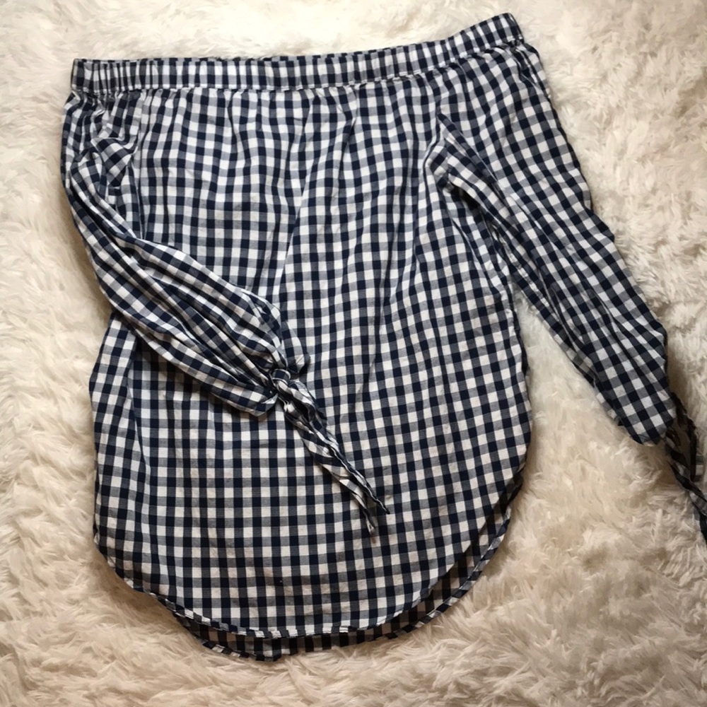 off the shoulder checkered top